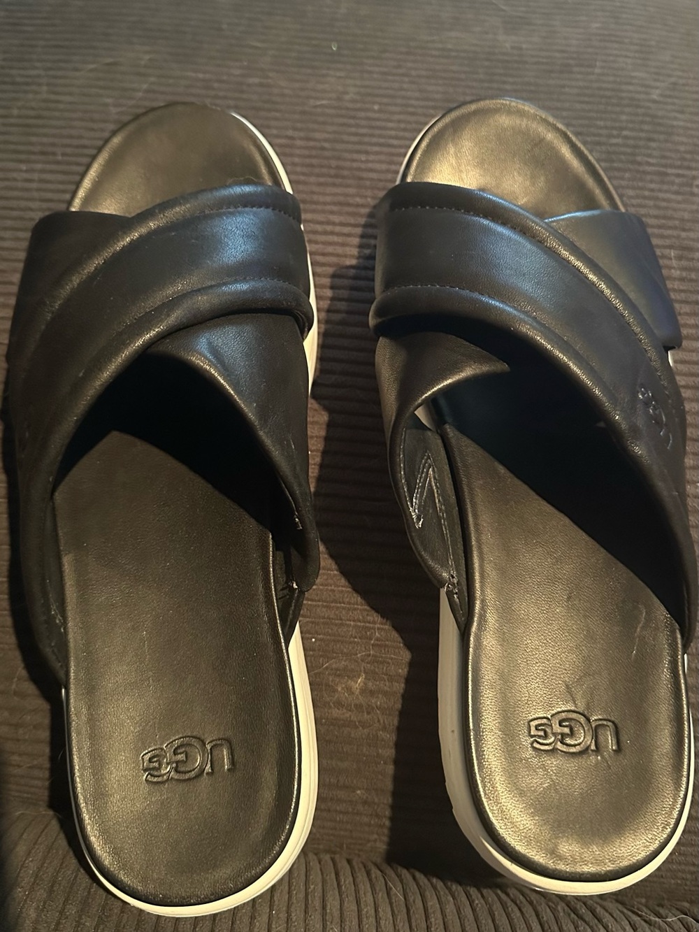 UGG Women’s Black Crossover Slide Sandals